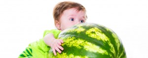 Baby Hugging Giant Melon